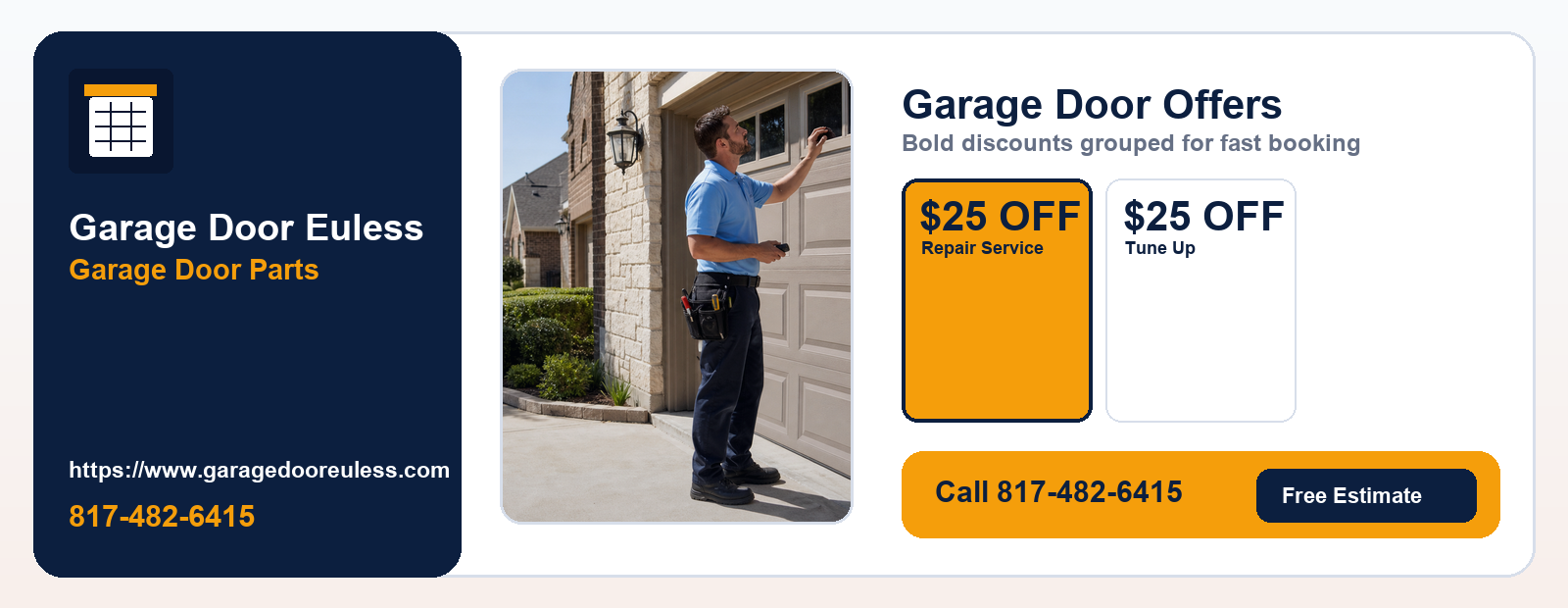 $25 OFF Repair Service + $25 OFF Tune Up coupon for Garage Door Parts