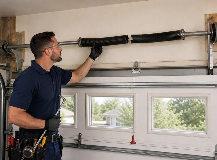 Broken garage door spring hardware service in Euless TX